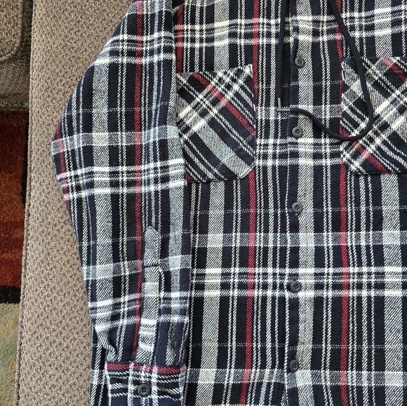 ZARA Flannel Shacket Hoodie Plaid Men XL Button Up Pocket Thick Gorpcore… - Picture 4 of 13